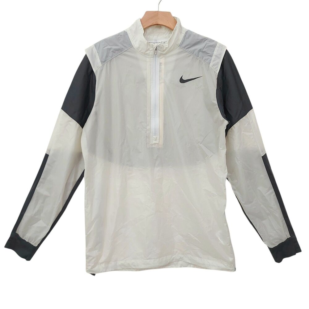 Nike Golf Jacket Windbreaker Mens Small White Hyperadapt 1/2 Zip Lightweight